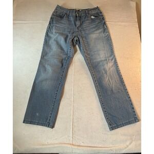 Levis 505 Womens Sz 8 30"x29" Blue Jeans Straight Leg Mid Rise Whiskered Denim